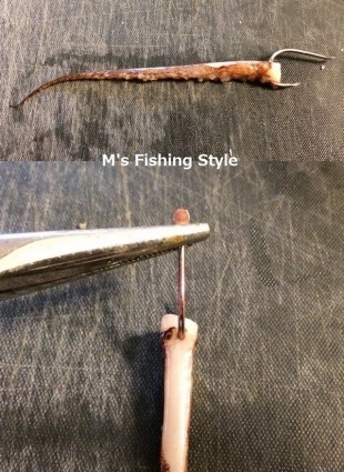 イカ下足のチョン掛け 針の刺し方