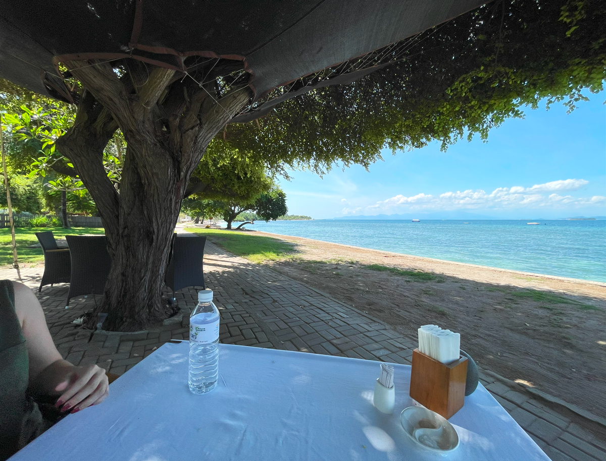 ココモリゾート ギリ グデ レストラン ランチ 木陰のテーブル席