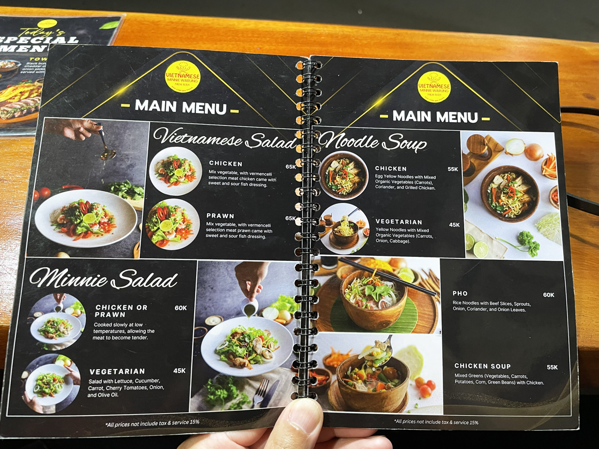 Vietnamese Minnie Warung ベトナム料理店 メニュー MENU