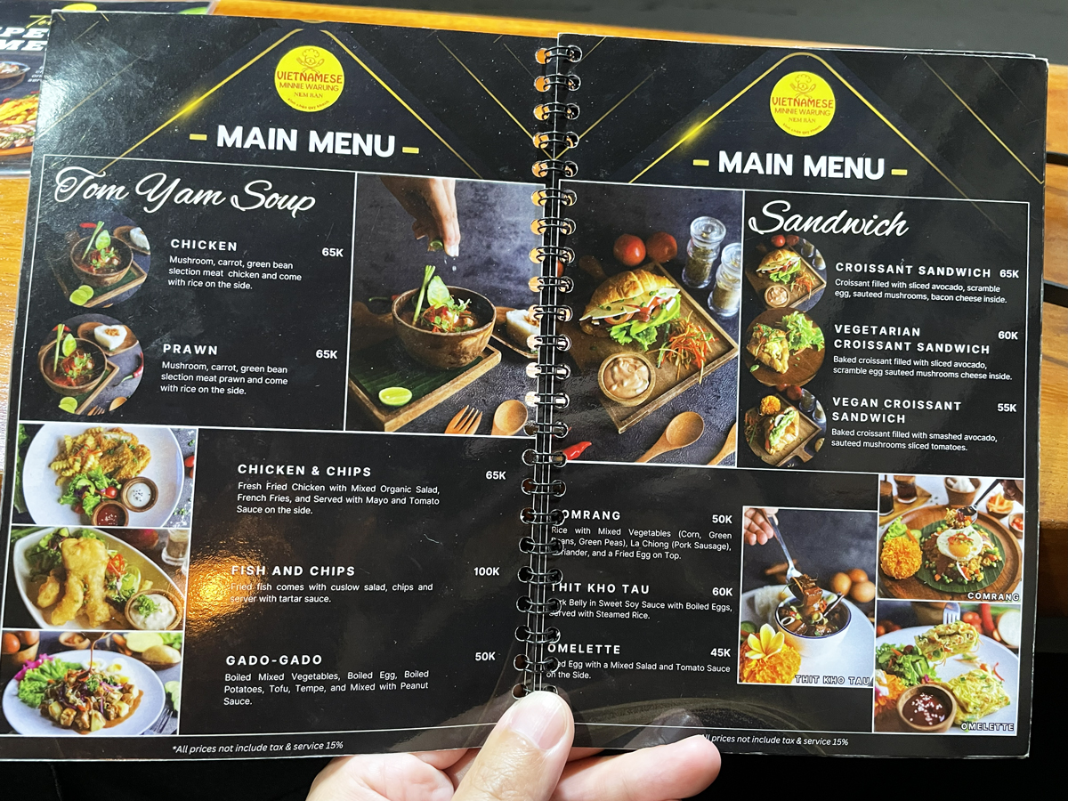 Vietnamese Minnie Warung ベトナム料理店 メニュー MENU