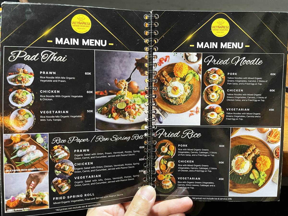 Vietnamese Minnie Warung ベトナム料理店 メニュー MENU