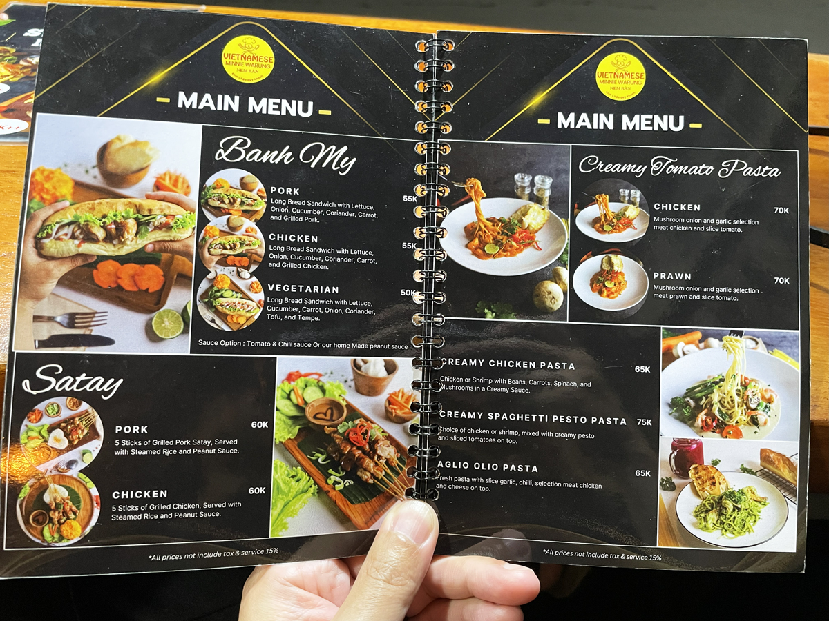 Vietnamese Minnie Warung ベトナム料理店 メニュー MENU