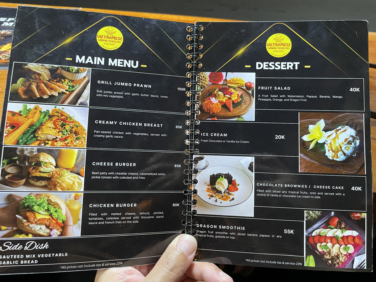 Vietnamese Minnie Warung ベトナム料理店 メニュー MENU